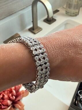 Macy’s Sterling Silver Multi-Row Diamond Bracelet